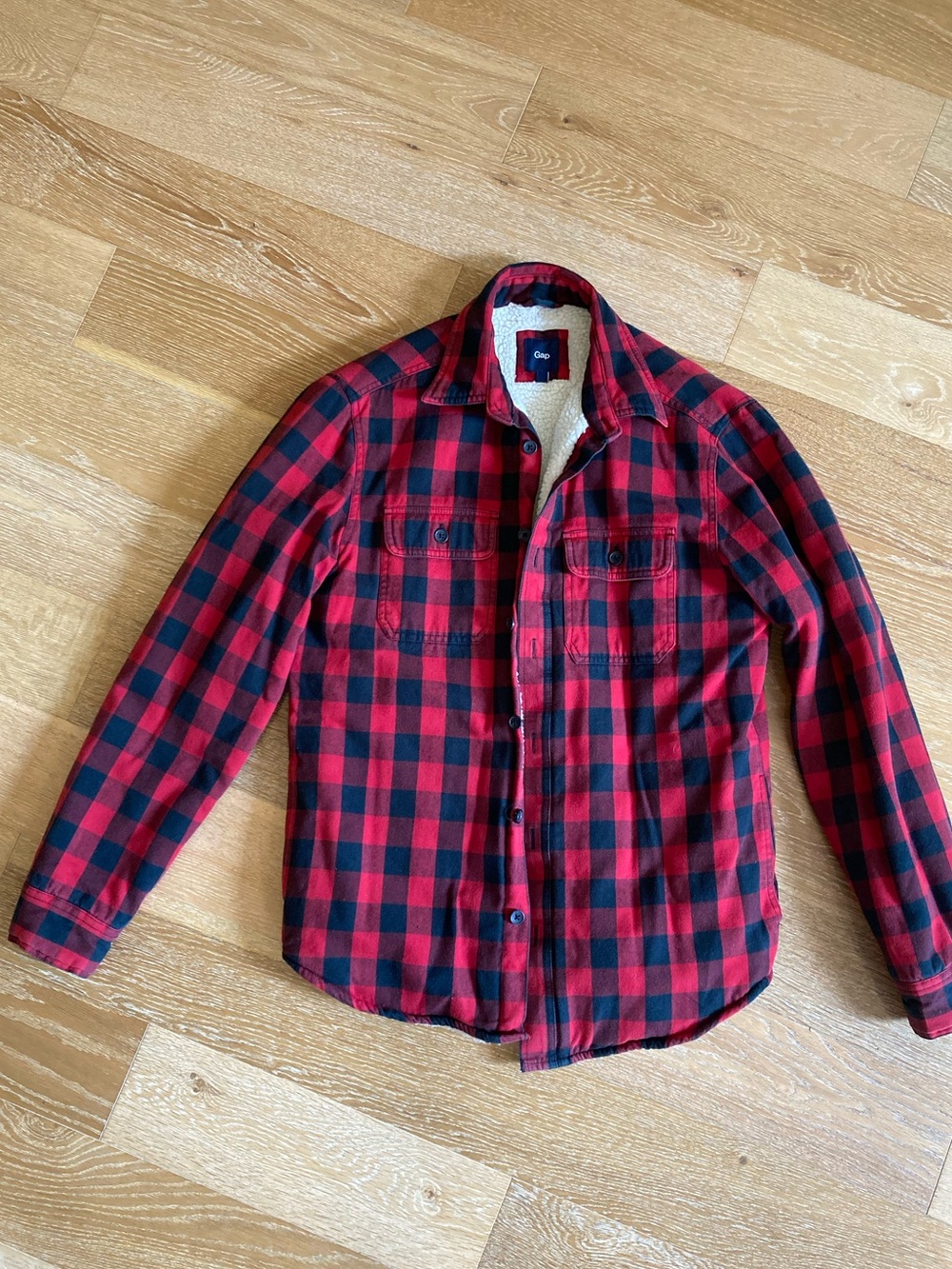 GAP Vintage Sherpa Lined Buffalo Plaid Flannel Shirt Jacket